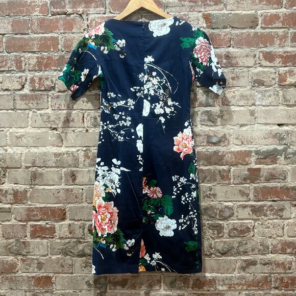 Roolee Floral Navy Printed Sheath Pencil Dress Size Small‎ - Picture 4 of 4
